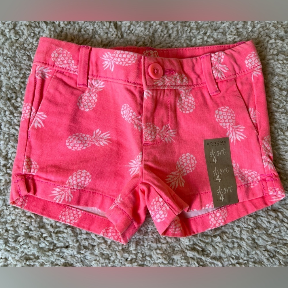 Girls Size 4 Sonoma Pink Pineapple Print Shorts NWOT
